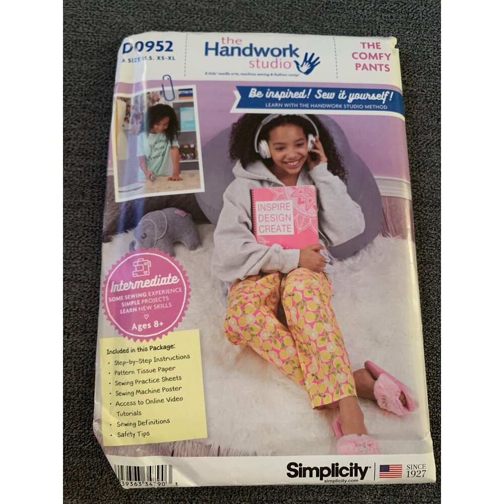 Handwork Studio Comfy Pant Sewing Pattern D0952 Size XSmall Small Meduim Large X